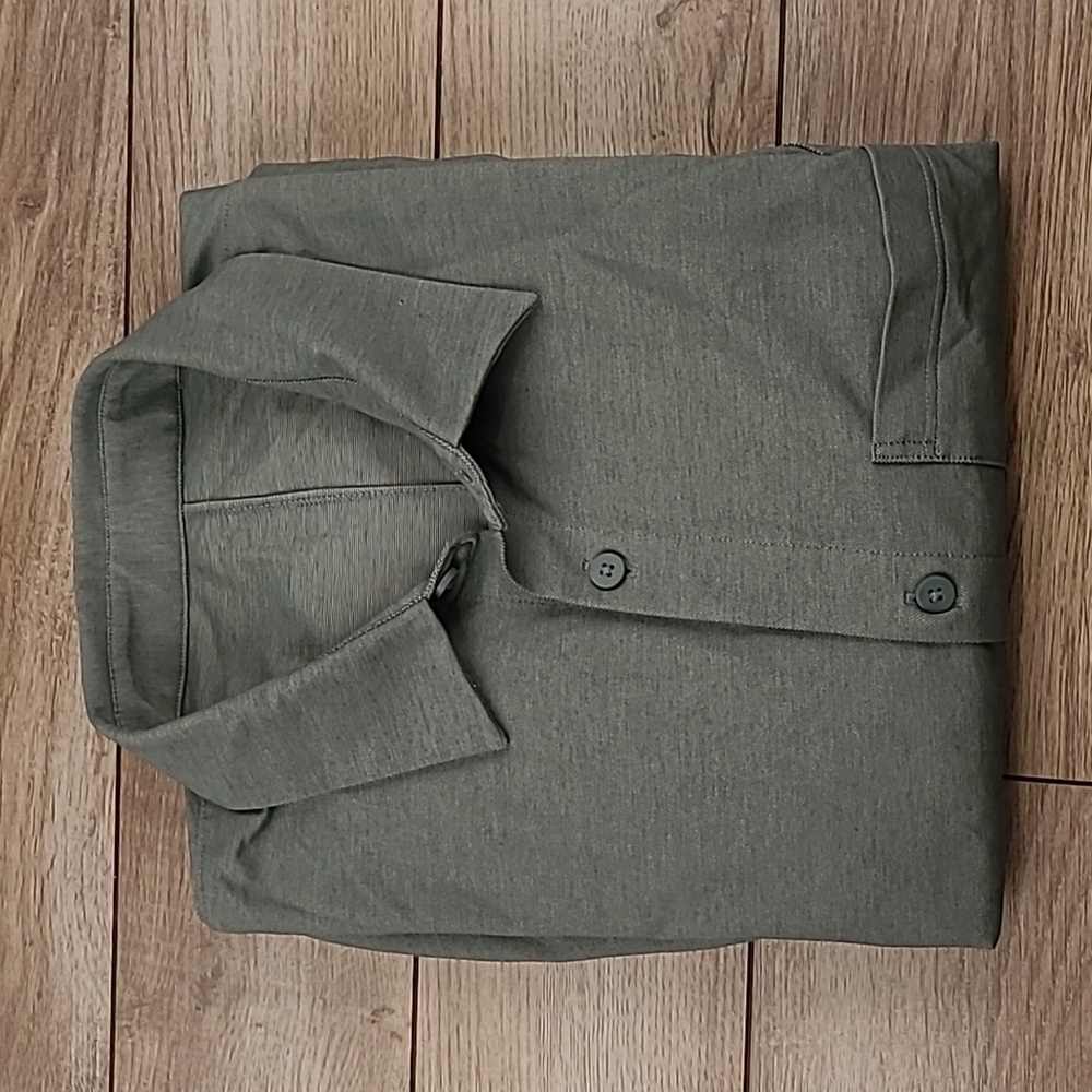 LULULEMON Commission Dark Green Solid Recent Sz Large Mens Long Sleeve Shirt